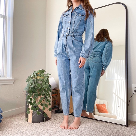 Structured Denim Jumpsuit - Picture 2 of 8